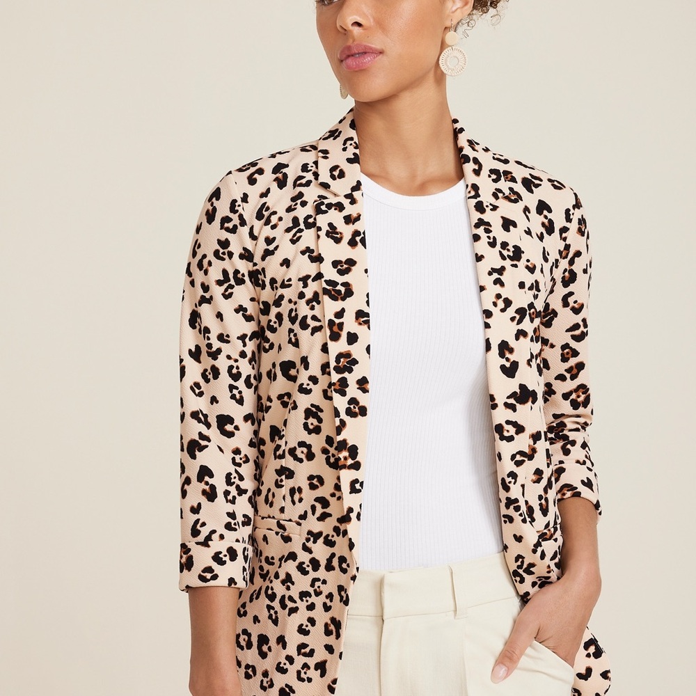 Maurices Leopard Print Versa Blazer in Cream and Brown